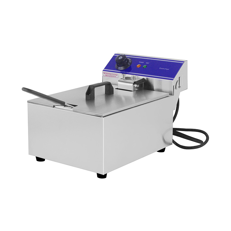 مقلاة عميقة كهربائية تجارية من الفولاذ المقاوم للصدأ ذات لوحة زرقاء مع سلة واحدة